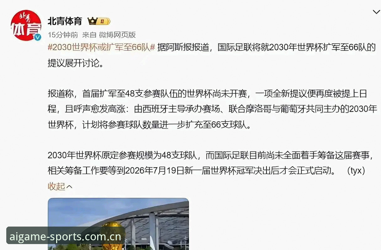世界杯扩军至66队最新动态：2030年或将迎来史上最大规模变革